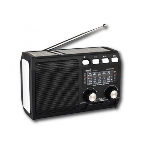 RADIO EMERGENCIA SOLAR + DINAMO NEGRA DIAL ANALOGICO AM/FM