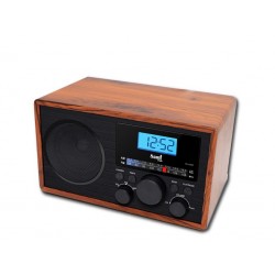 RADIO SOLAR VINTAGE+LINTERNA MADERA DIAL ANALOGICO