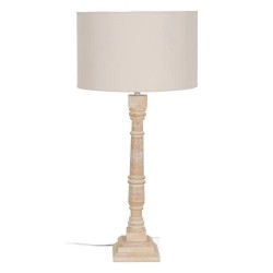 LAMPARA DE MESA CON PANTALLA DE MADERA NATURAL