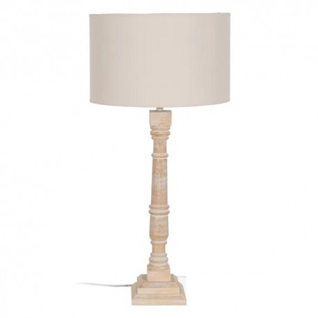 LAMPARA DE MESA CON PANTALLA DE MADERA NATURAL