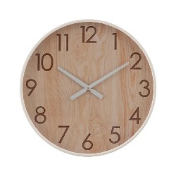 RELOJ DE PARED REDONDO NATURAL BLANCO MADERA 60 CM