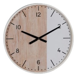 RELOJ DE PARED REDONDO NATURAL-BLANCO 60 CM