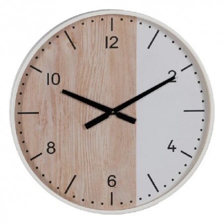 RELOJ DE PARED REDONDO NATURAL-BLANCO 60 CM