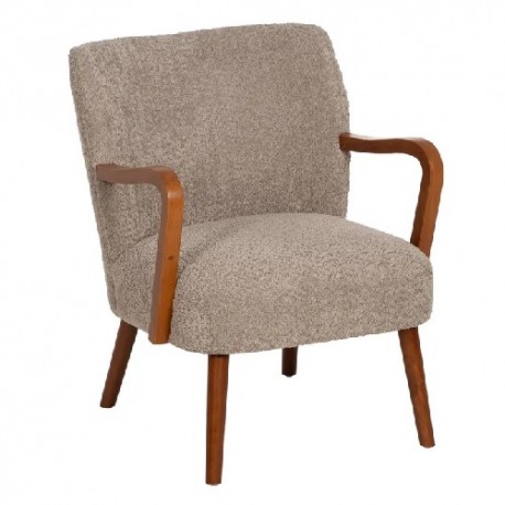 SILLON TAUPE TEJIDO CON PATAS DE MADERA