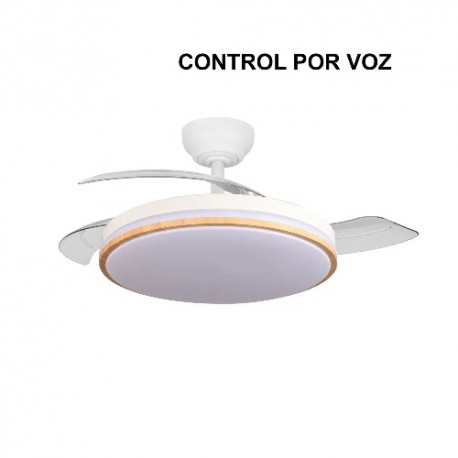 LÁMPARA VENTILADOR DE TECHO CON CONTROL POR VOZ BLANCO