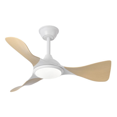 VENTILADOR DE TECHO SILENCIOSO CON LUZ Y ASPAS VISTAS BLANCO CAIMAN