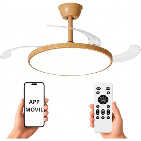 VENTILADOR DE TECHO CONTROL APP EXTRA PLANO SILENCISO MADERA CLARA MUMBAI