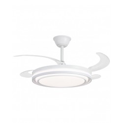 LAMPARA VENTILADOR DE TECHO ASPAS RETRÁCTILES BLANCO BASICO KORFU