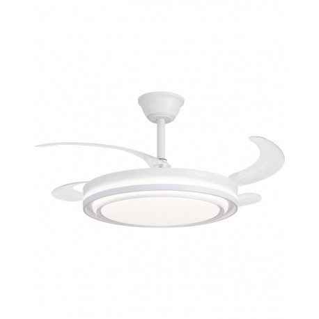 LAMPARA VENTILADOR DE TECHO ASPAS RETRÁCTILES BLANCO BASICO KORFU