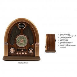 RADIO RETRO CATEDRAL NOGAL DIAL ANALÓGICO INALAMBRICA