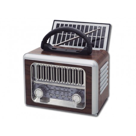 RADIO SOLAR RETRO NOGAL DIAL ANALOGICO AÑOS 60