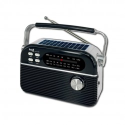 RADIO SOLAR VINTAGE NEGRA DIAL ANALOGICO AÑOS 60