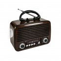 RADIO RETRO CON LINTERNA Y ASA DIAL ANALOGICO NOGAL OSCURO