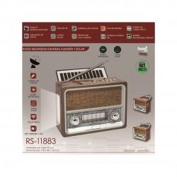 RADIO RETRO SOLAR CON LINTERNA Y ASA DIAL ANALOGICO