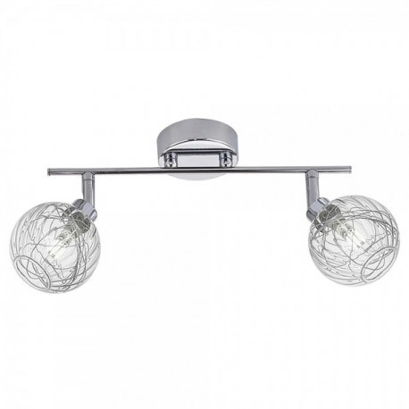 LÁMPARA DE TECHO PLANA CROMO ROLO 2 LUCES. Plafón de techo