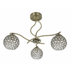 LAMPARA DE TECHO BALBINA 3 LUCES CUERO CRISTALES