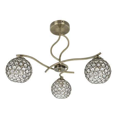 LAMPARA DE TECHO BALBINA 3 LUCES CUERO CRISTALES