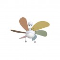 VENTILADOR BLANCO DELFIN 6 ASPAS COLORES PASTEL CON LUZ