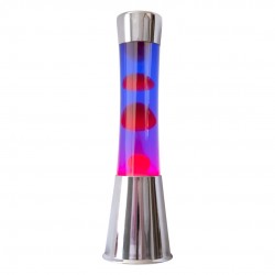 LAMPARA LAVA ROJA LIQUIDO MORADO BASE CROMO