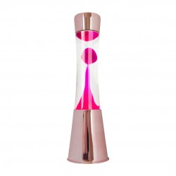 LAMPARA LAVA MAGENTA BASE ORO ROSA