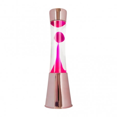 LAMPARA LAVA MAGENTA BASE ORO ROSA